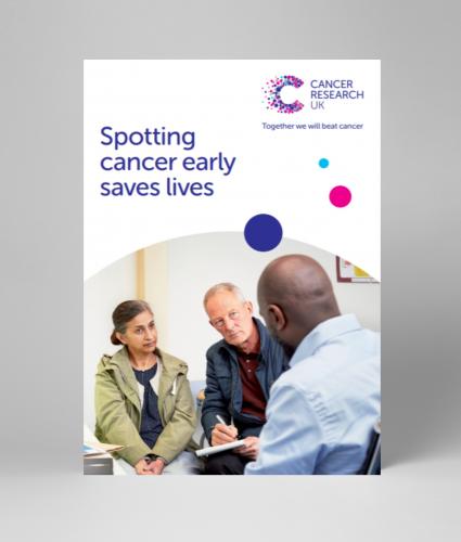 A5 leaflet covering cancer screening and the importance of early diagnosis